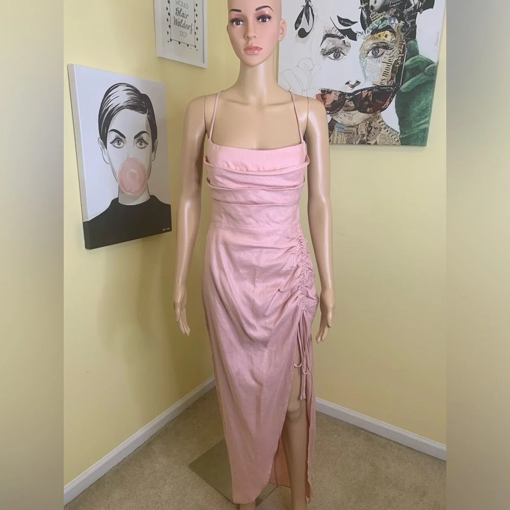 💫HP‼️💫 NWT Revolve RUMER THE LABEL “Loulou” Linen Maxi Dress in Prima, Sz Medium - Picture 6 of 11